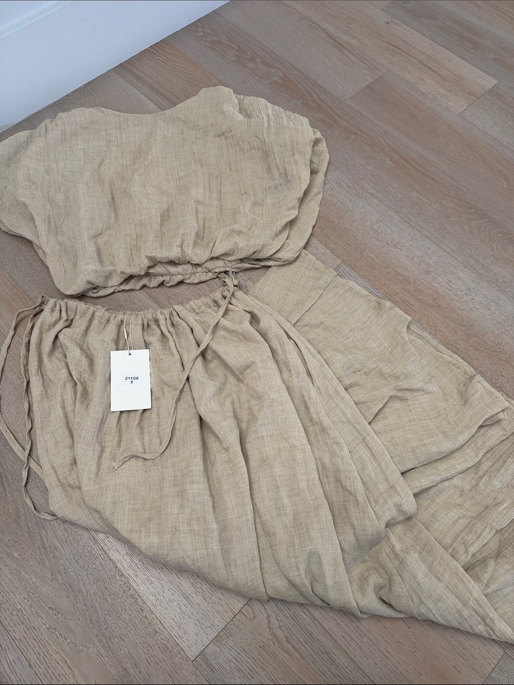 Women's Beige Linen Skirt Set - Lightweight Summer Two-Piece